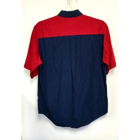 Vintage Hunt Club Mens Blue Red Colorblock Short Sleeve‎ Button-Down Shirt Large - Picture 2 of 9